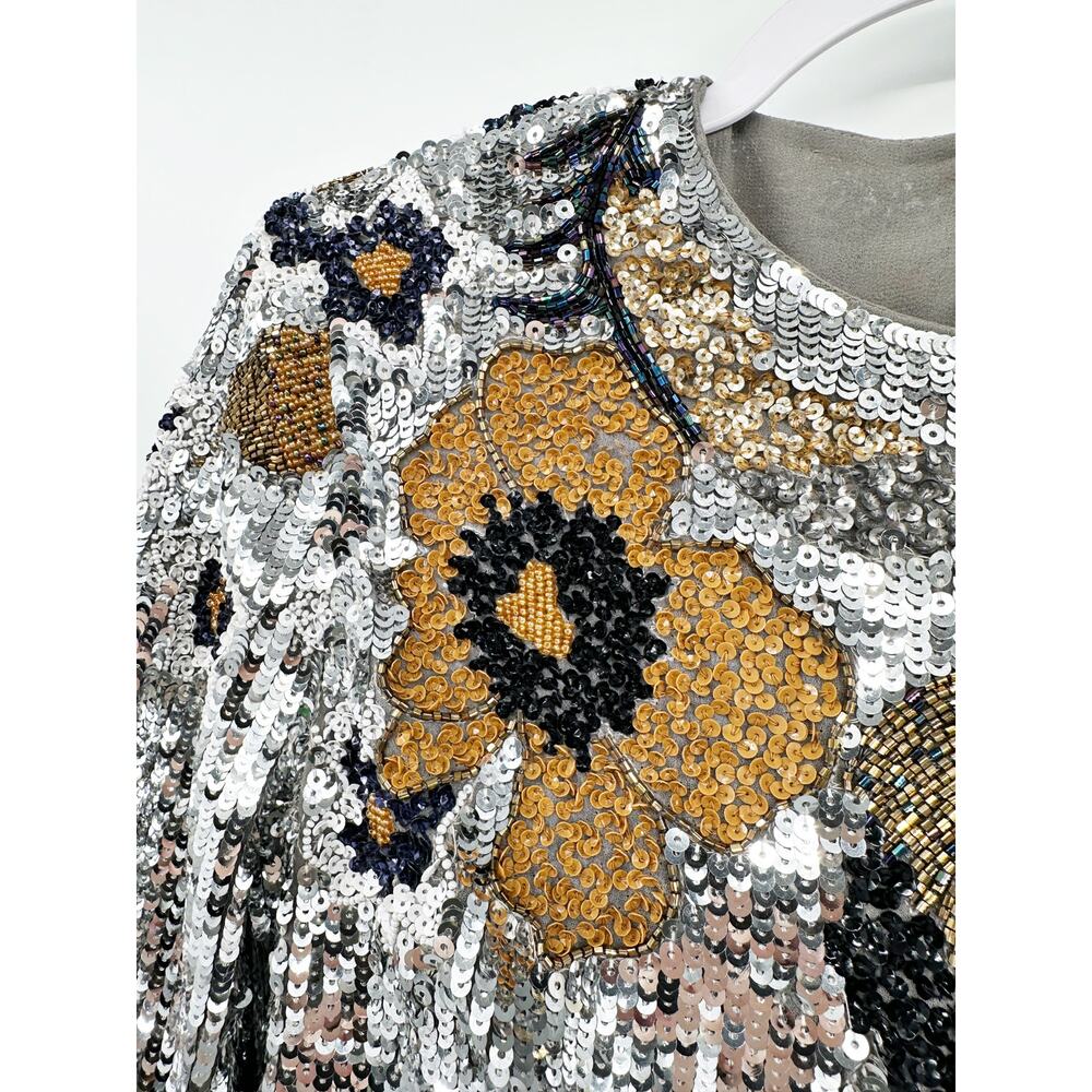 Veronica Beard Shar Sequin Floral Mini Cocktail Party Dress Silver Size 0 NWT - Picture 6 of 8